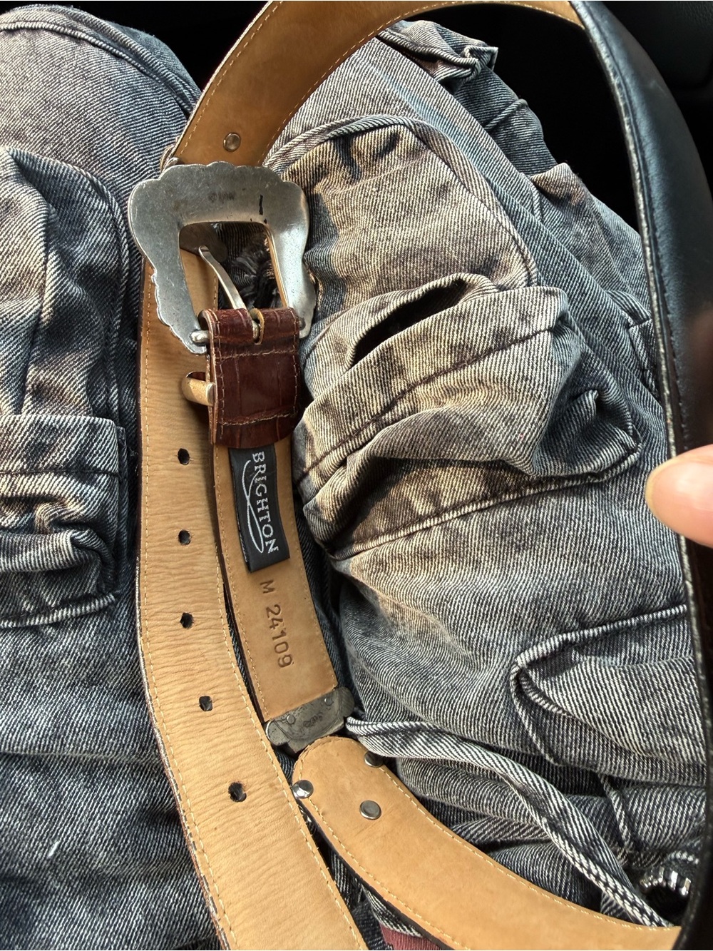 Vintage Brighton Brown Leather Belt with Silver-Tone Buckle - Picture 11 of 13